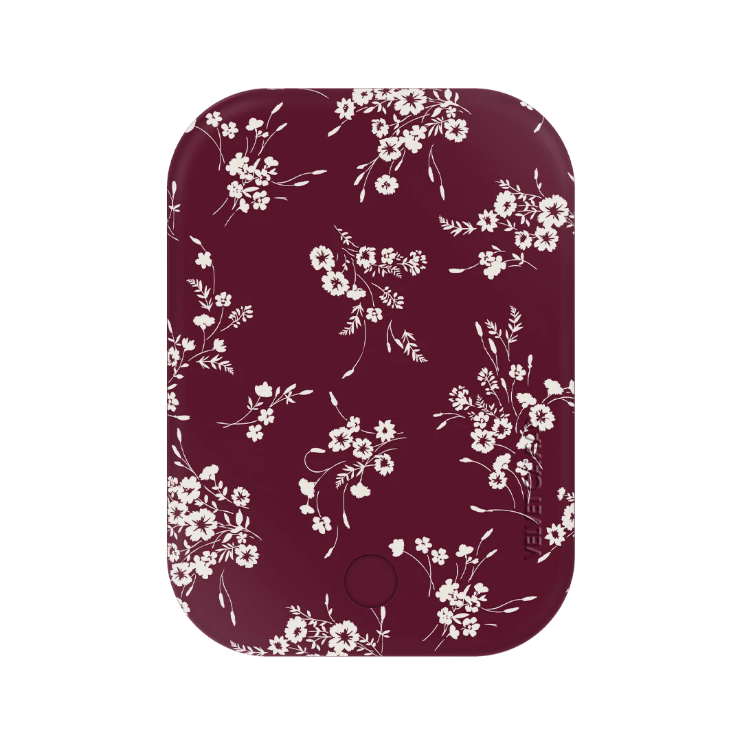 French Burgundy Floral MagSafe Battery Power Pack
