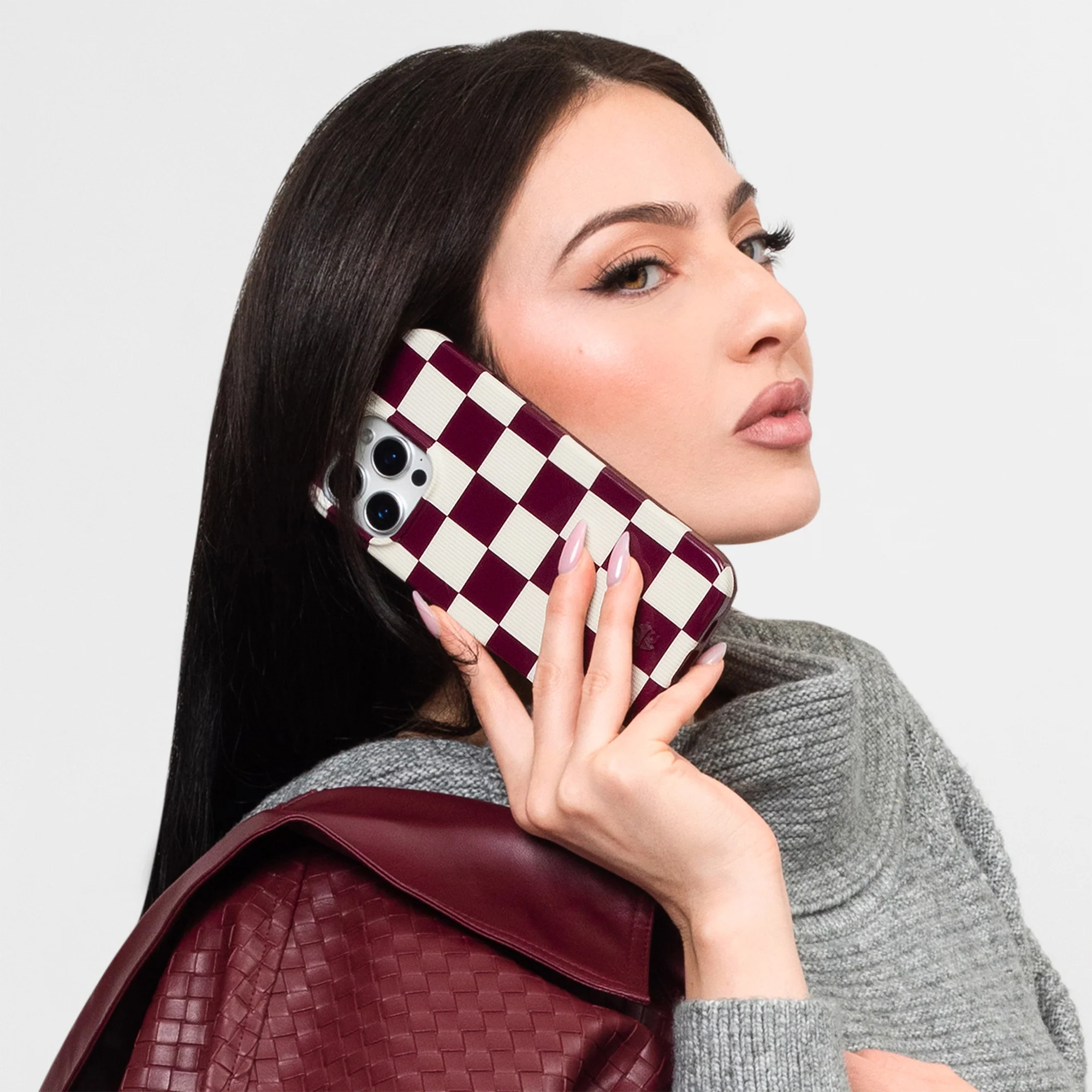 Burgundy Vibe Check iPhone Case - Image 50