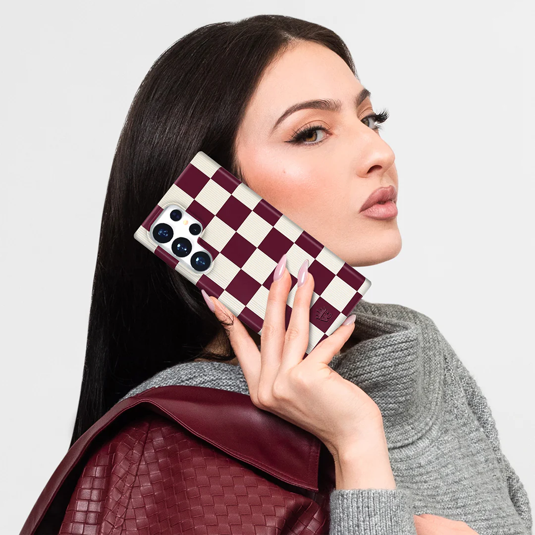Burgundy Vibe Checker Samsung Case - Image 66