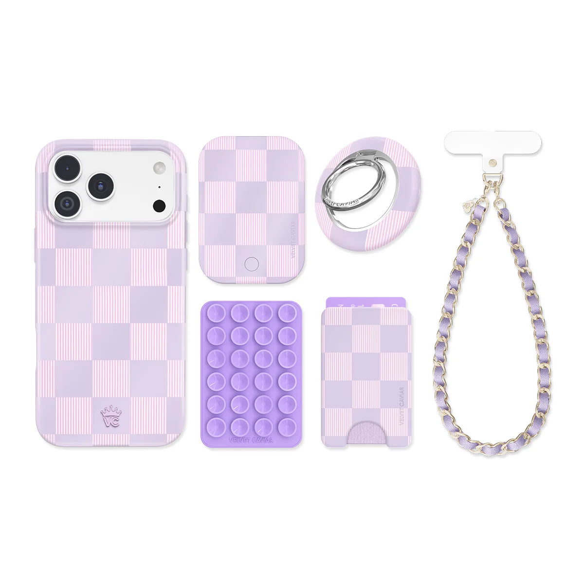 Lilac Vibe Checkered iPhone Bundle Set - Image 24