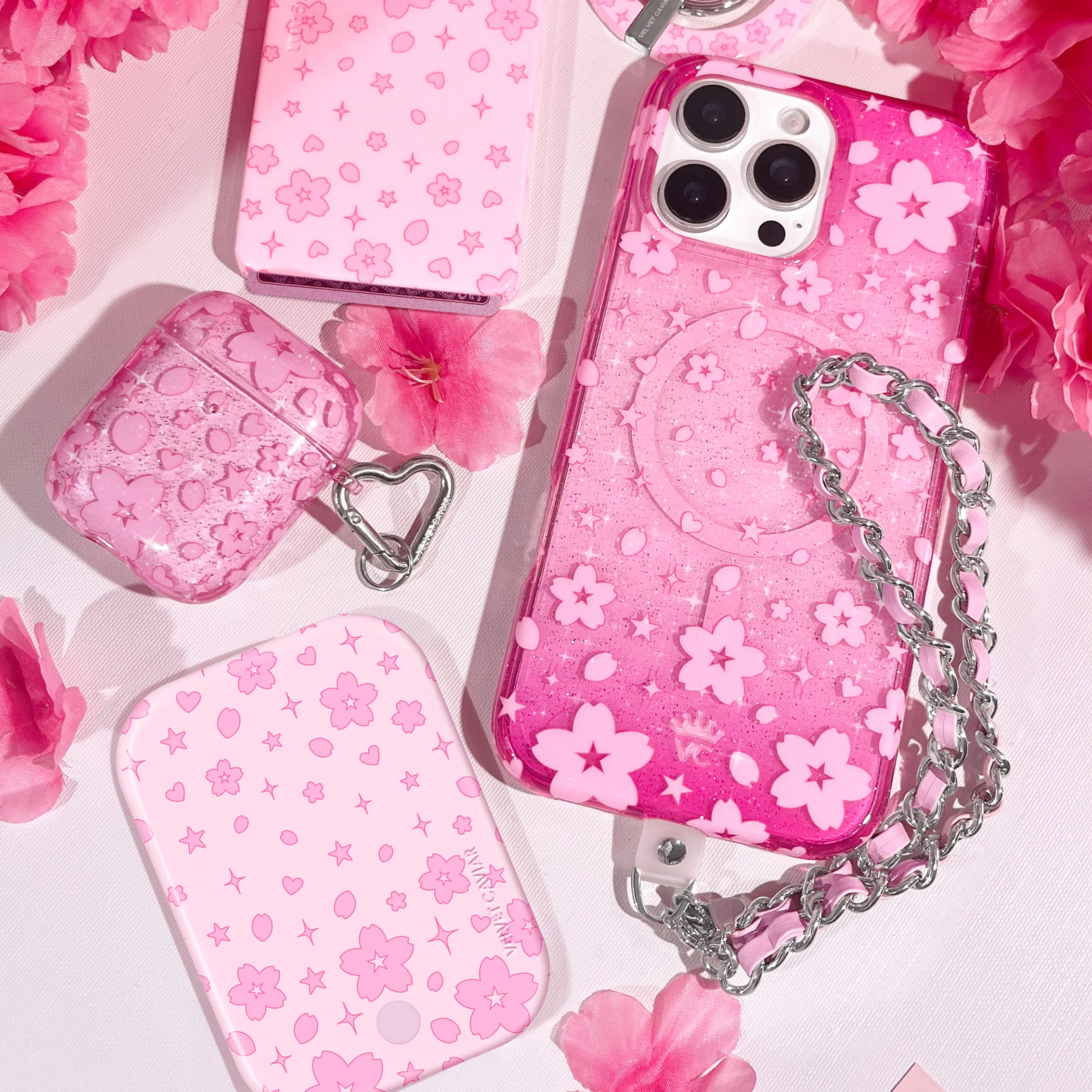 Cherry Blossom Glitter AirPod Case - Image 12