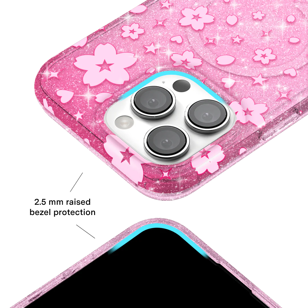 Cherry Blossom Glitter iPhone Case - Image 2