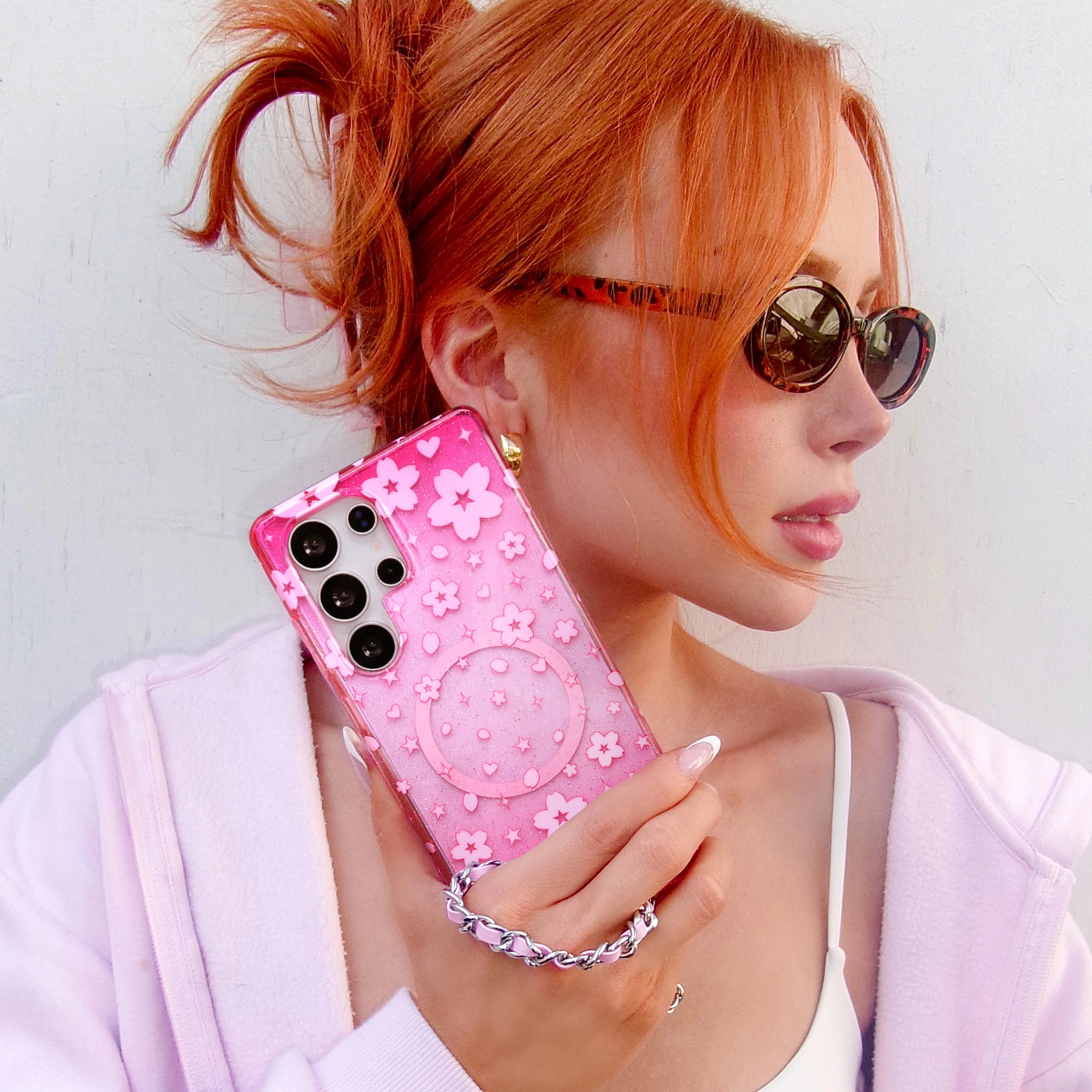Cherry Blossom Glitter Samsung Case - Image 15