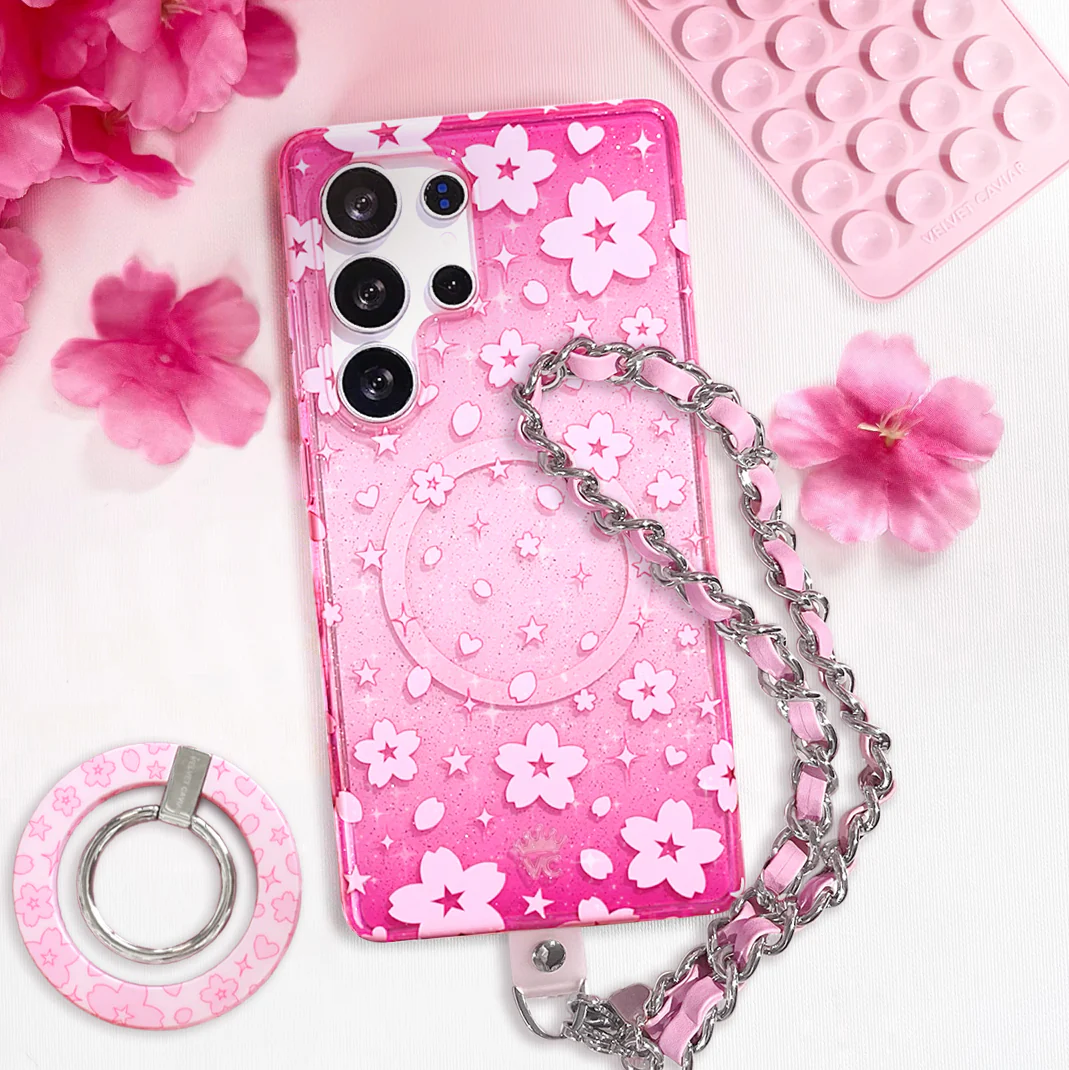 Cherry Blossom Glitter Samsung Case - Image 49