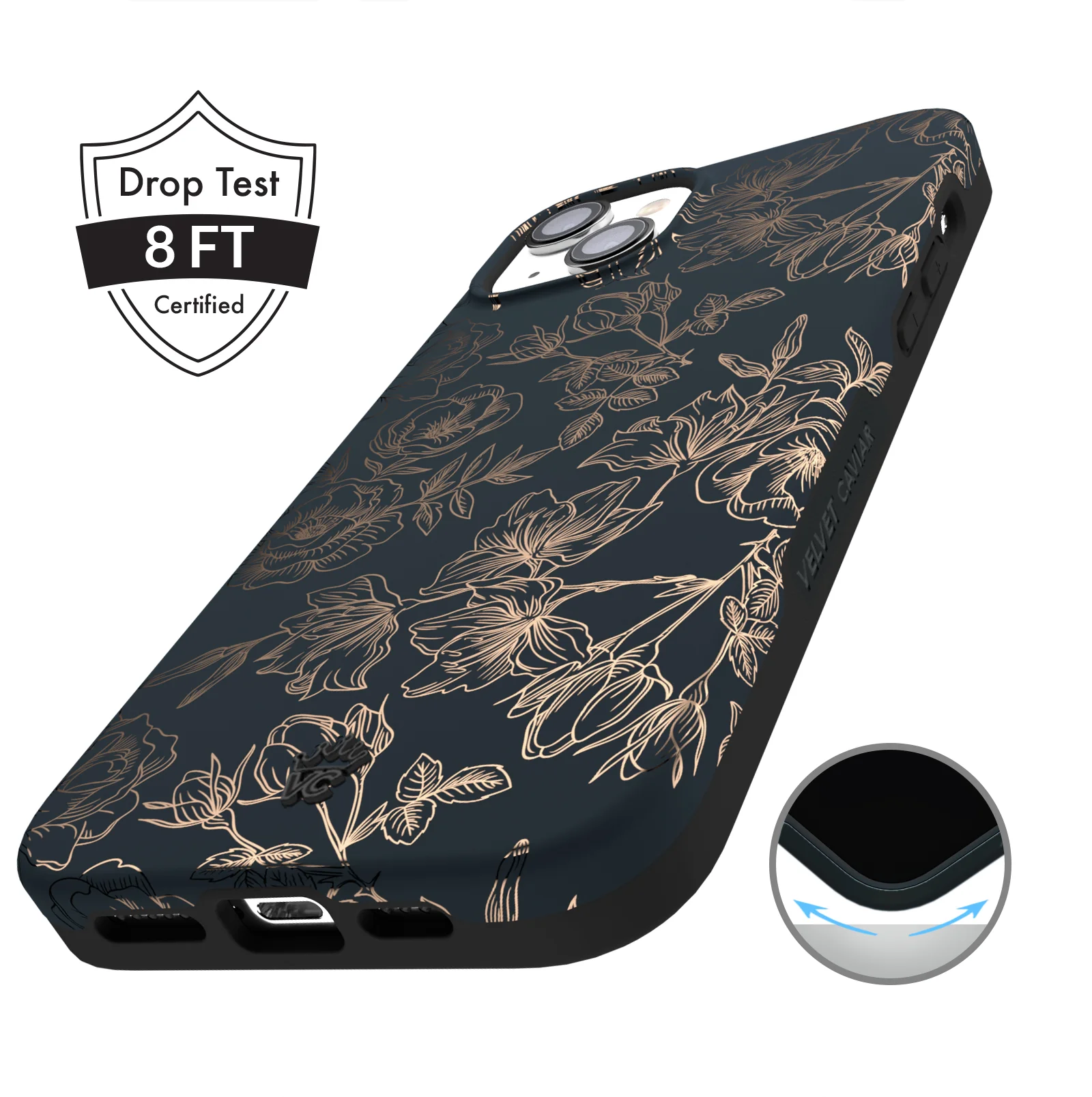 Floral Rose Gold Chrome iPhone Case - Image 133