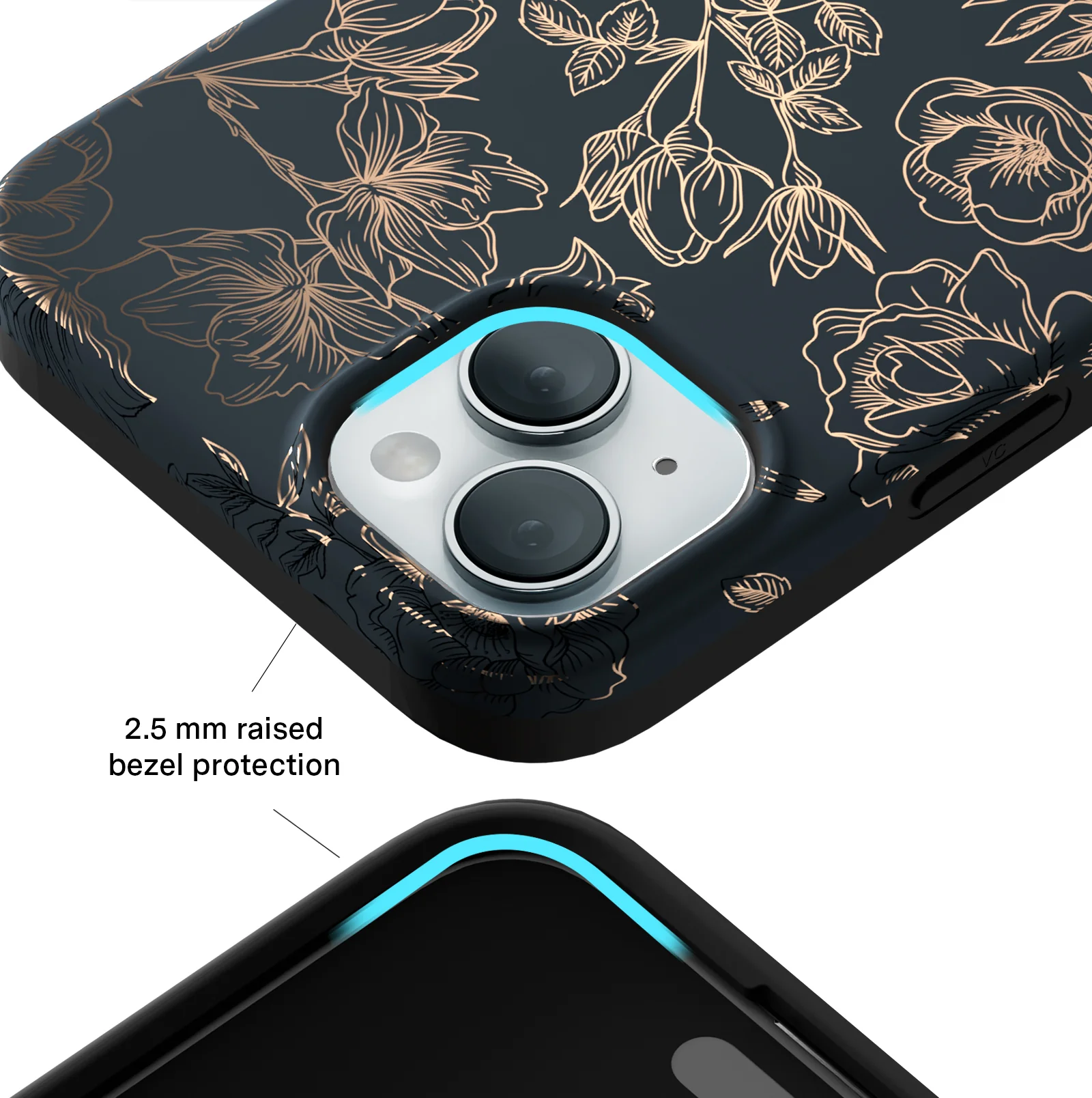 Floral Rose Gold Chrome iPhone Case - Image 136