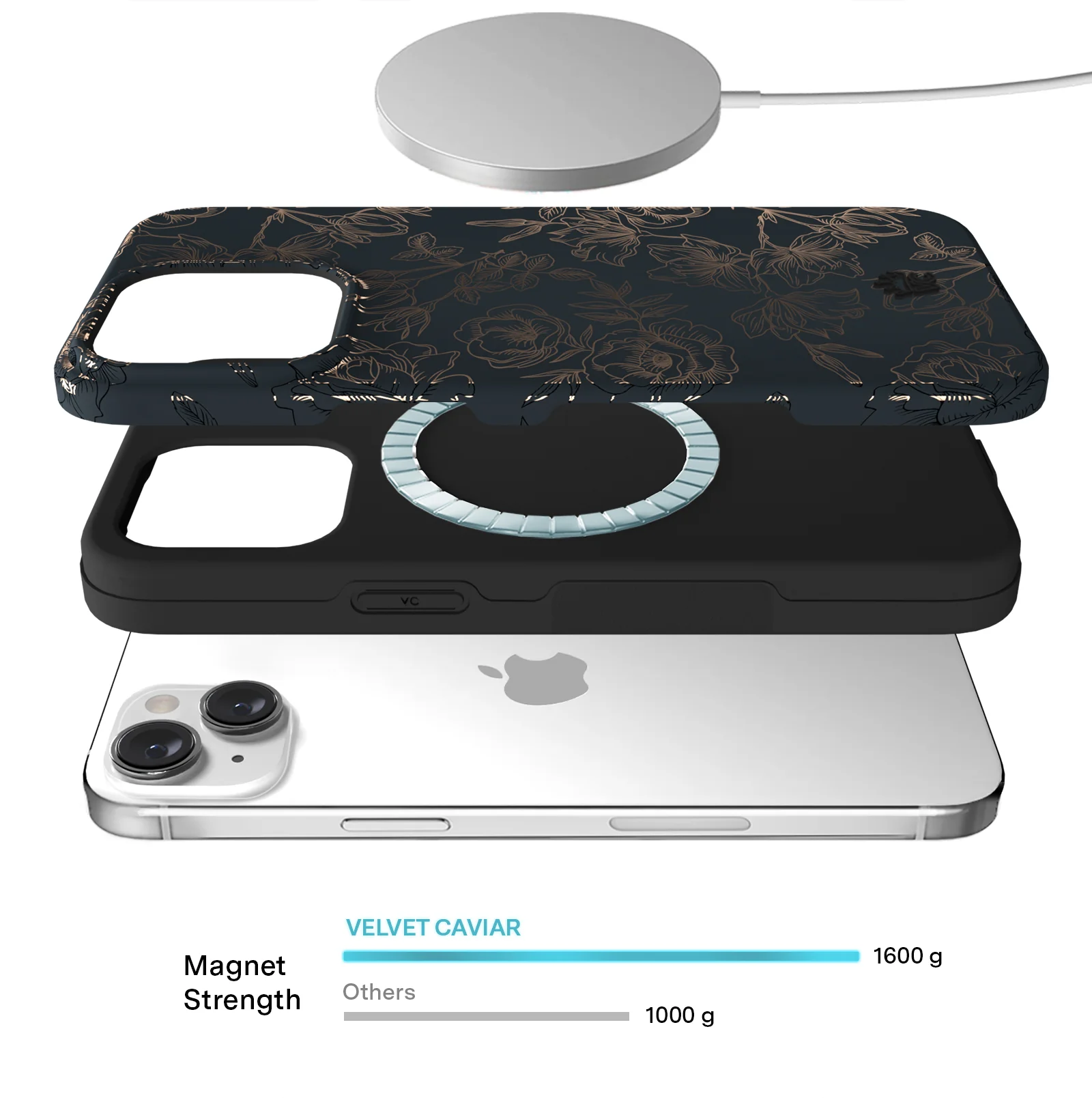 Floral Rose Gold Chrome iPhone Case - Image 137