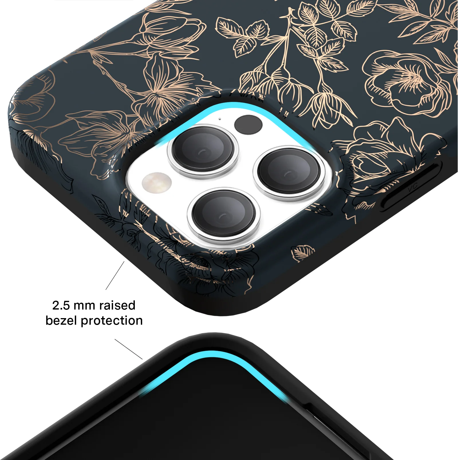 Floral Rose Gold Chrome iPhone Case - Image 141