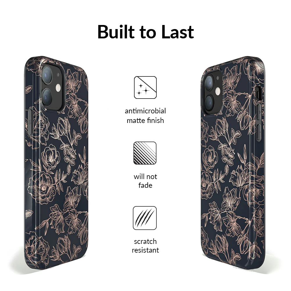 Floral Rose Gold Chrome iPhone Case - Image 80