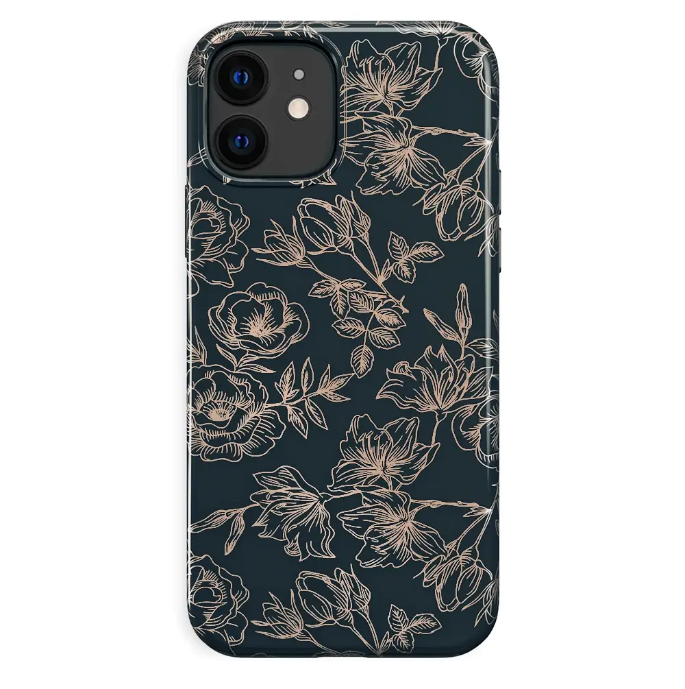 Floral Rose Gold Chrome iPhone Case - Image 82