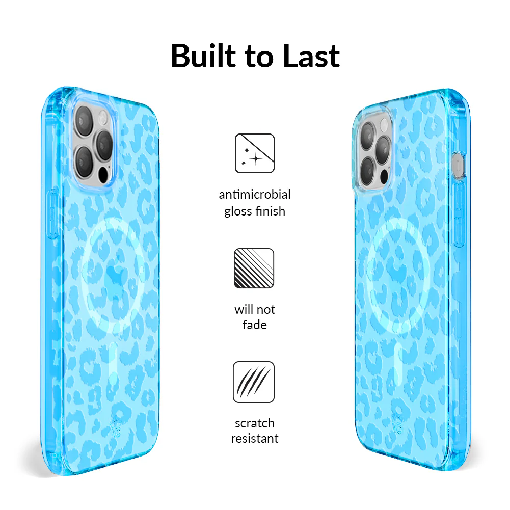 Aqua Blue Leopard iPhone Case - Image 47