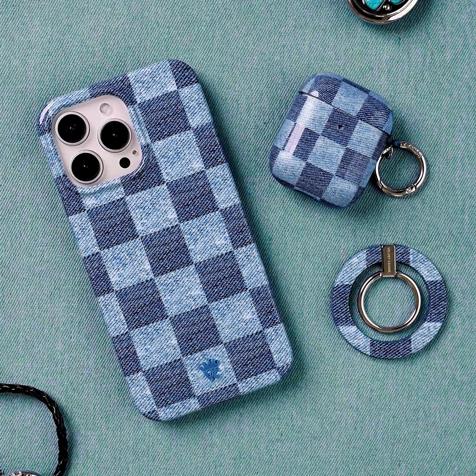 Denim Vibe Checkered AirPod Case - Image 7
