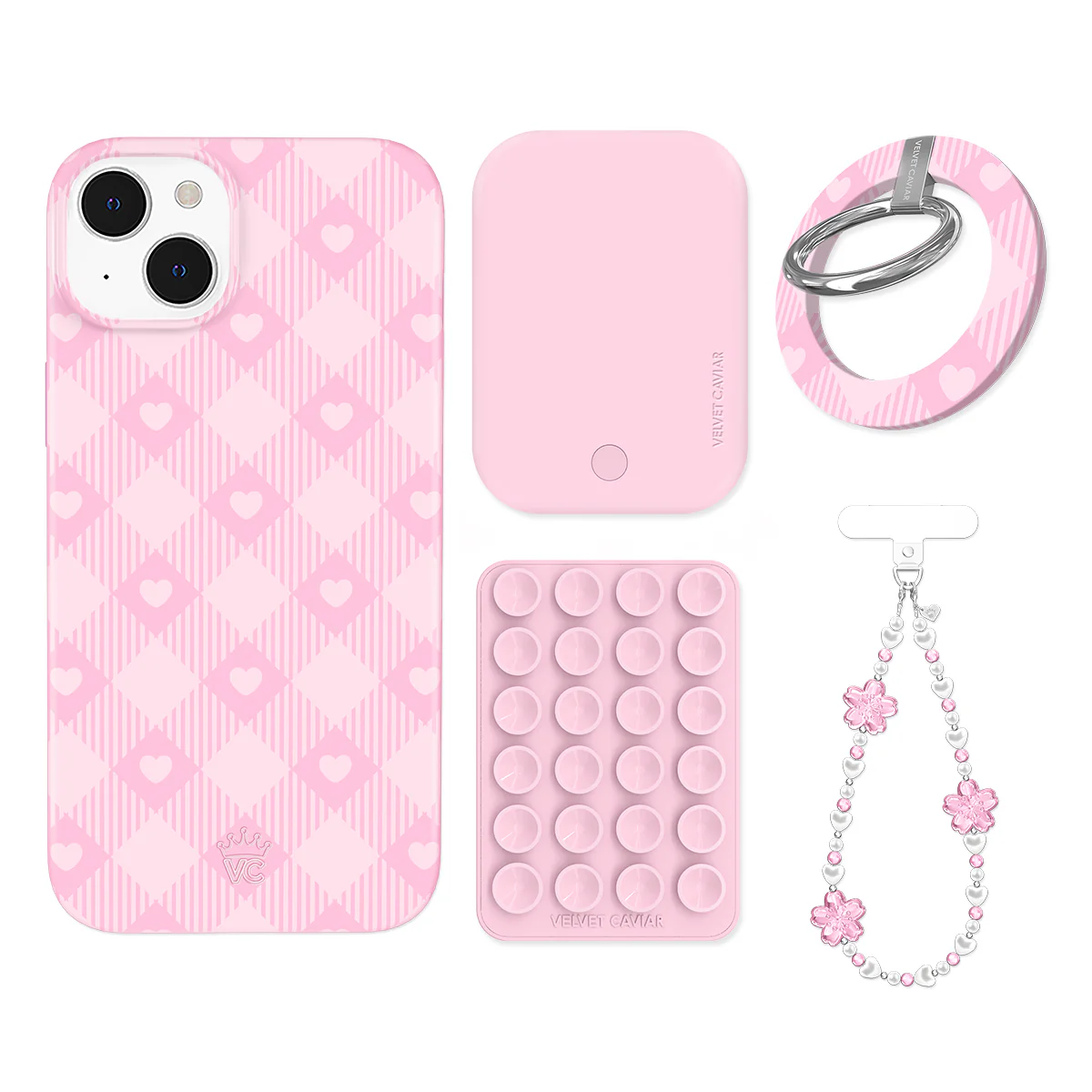 Dolly Pink Gingham iPhone Bundle Set - Grip - Image 15