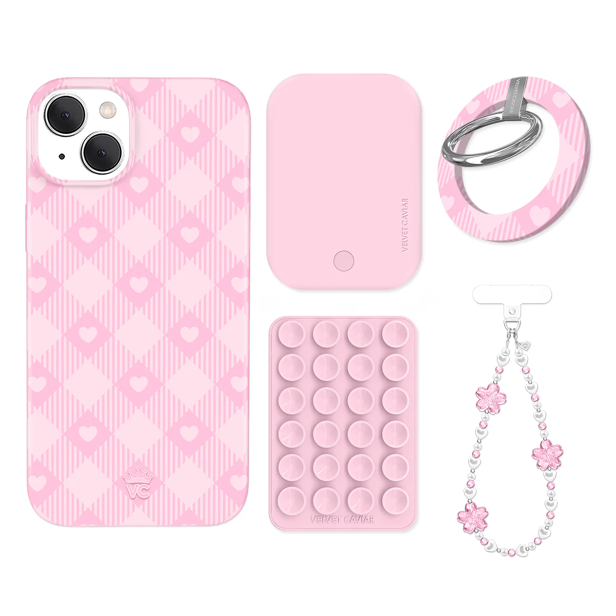 Dolly Pink Gingham iPhone Bundle Set - Grip - Image 8