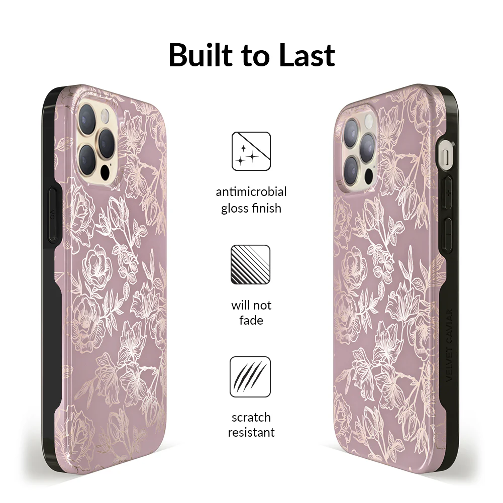 Dusty Rose Chrome Floral iPhone Case - Image 101