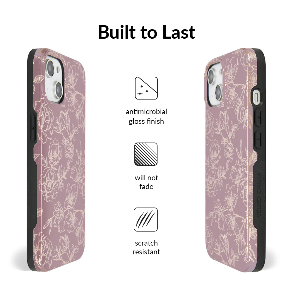 Dusty Rose Chrome Floral iPhone Case - Image 112