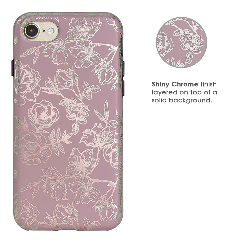 Dusty Rose Chrome Floral iPhone Case - Image 12