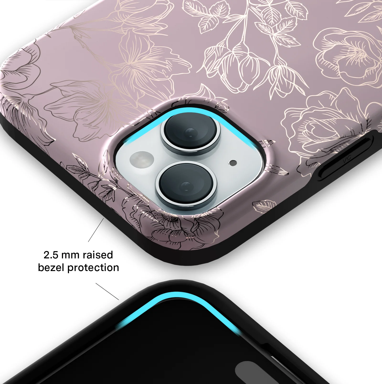 Dusty Rose Chrome Floral iPhone Case - Image 125