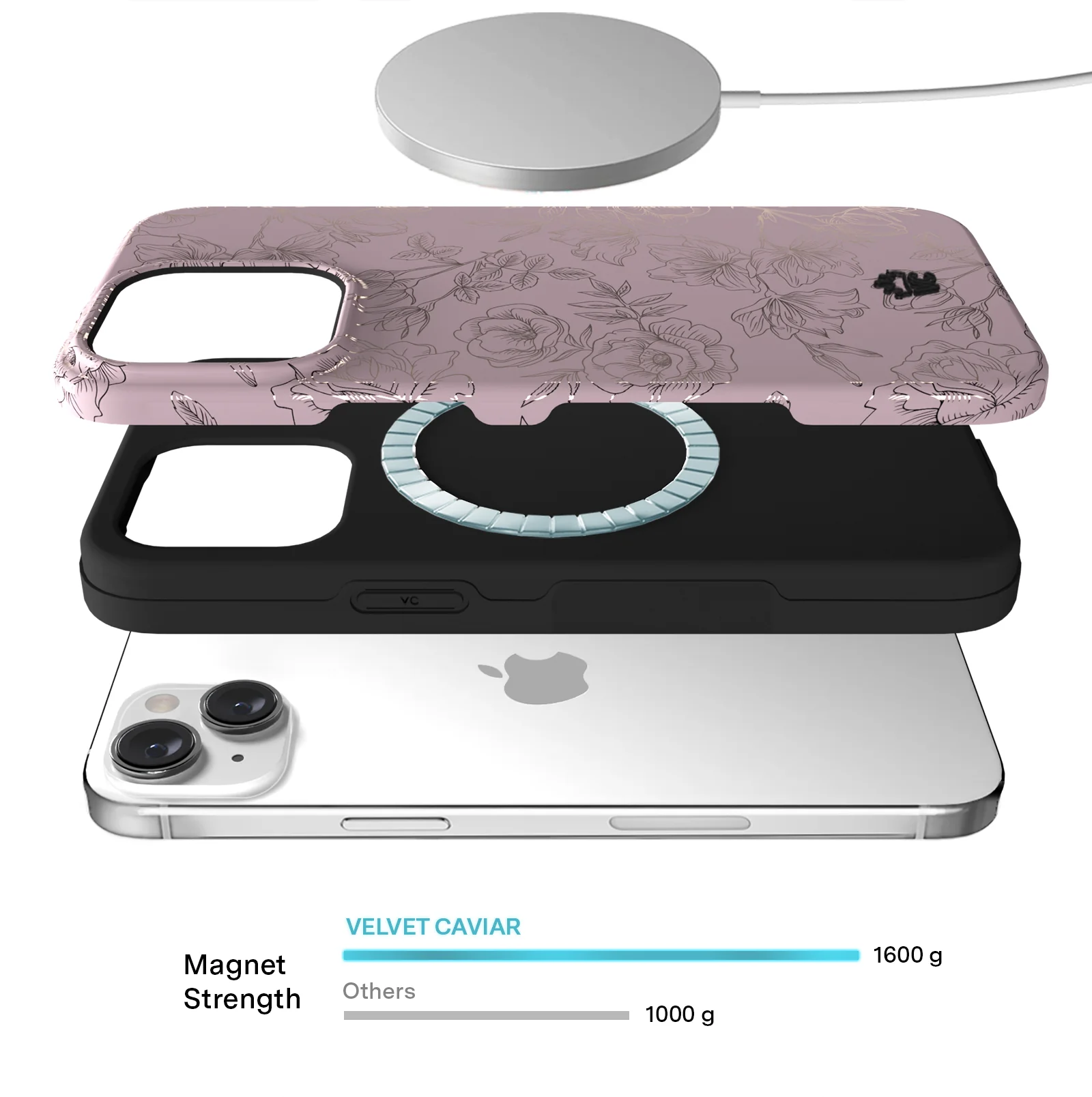 Dusty Rose Chrome Floral iPhone Case - Image 130