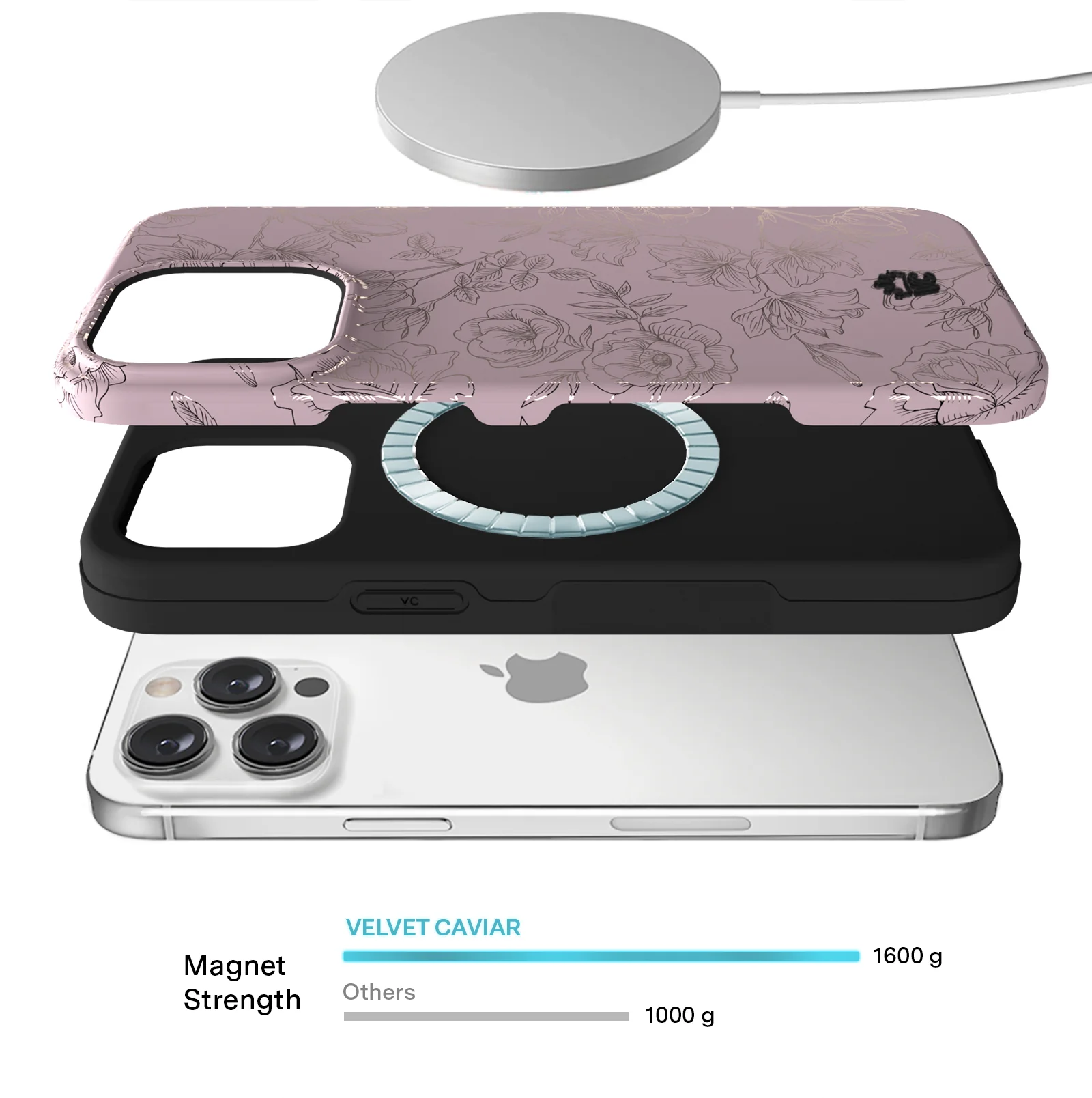 Dusty Rose Chrome Floral iPhone Case - Image 135
