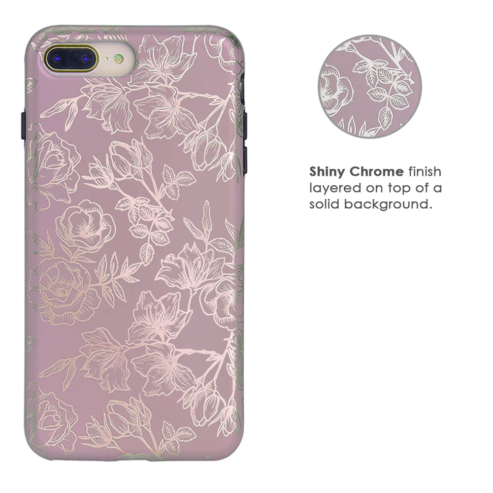 Dusty Rose Chrome Floral iPhone Case - Image 18