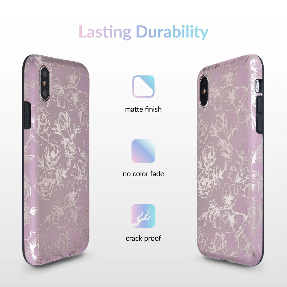 Dusty Rose Chrome Floral iPhone Case - Image 34