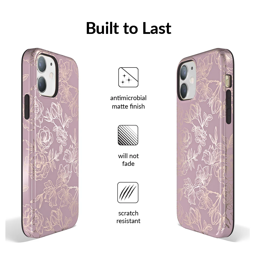 Dusty Rose Chrome Floral iPhone Case - Image 81