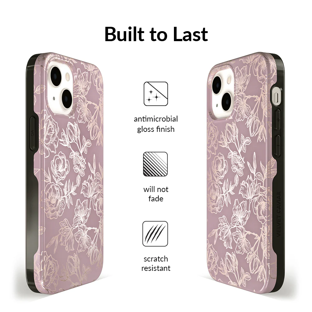 Dusty Rose Chrome Floral iPhone Case - Image 91