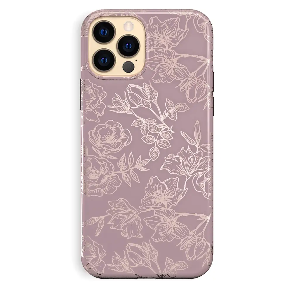 Dusty Rose Chrome Floral iPhone Case - Image 93