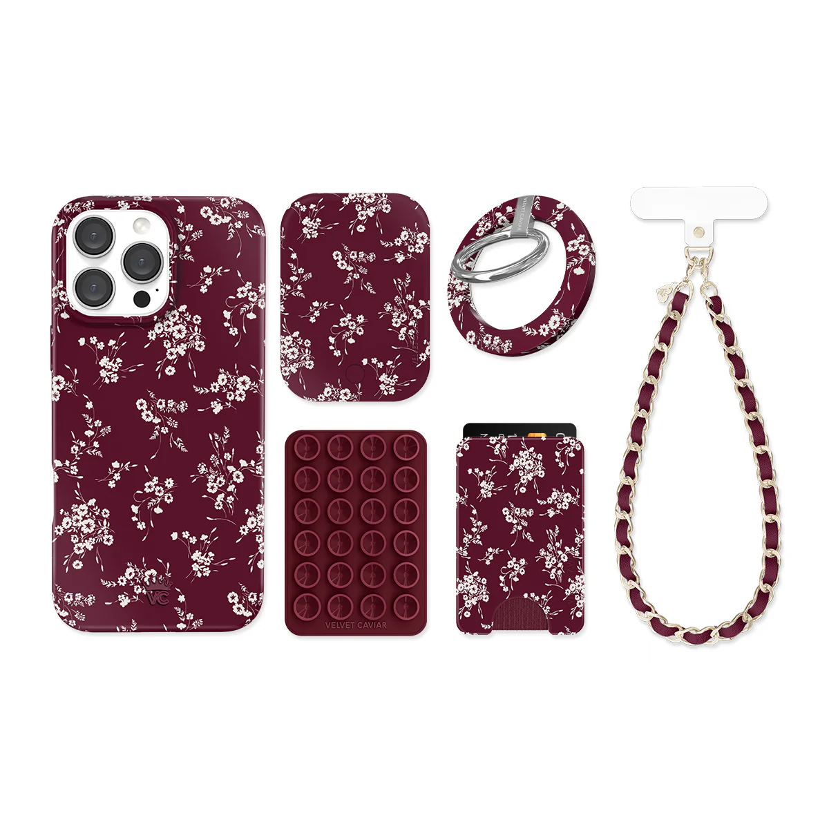 French Burgundy Floral iPhone Bundle Set - Image 14