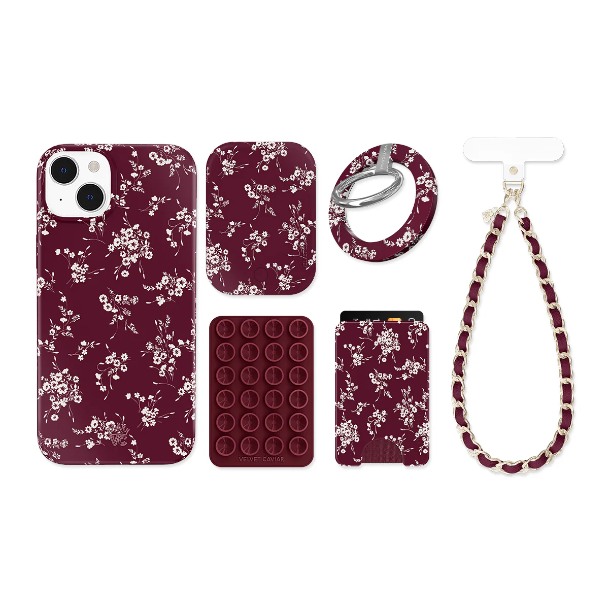 French Burgundy Floral iPhone Bundle Set - Image 4