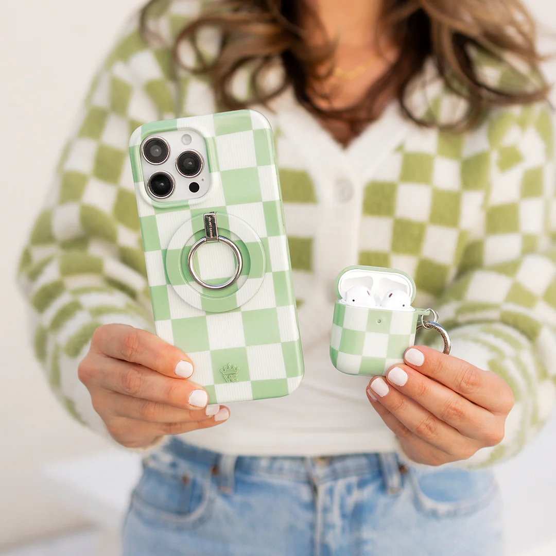 Pistachio Vibe Checkered AirPod Case - Image 12