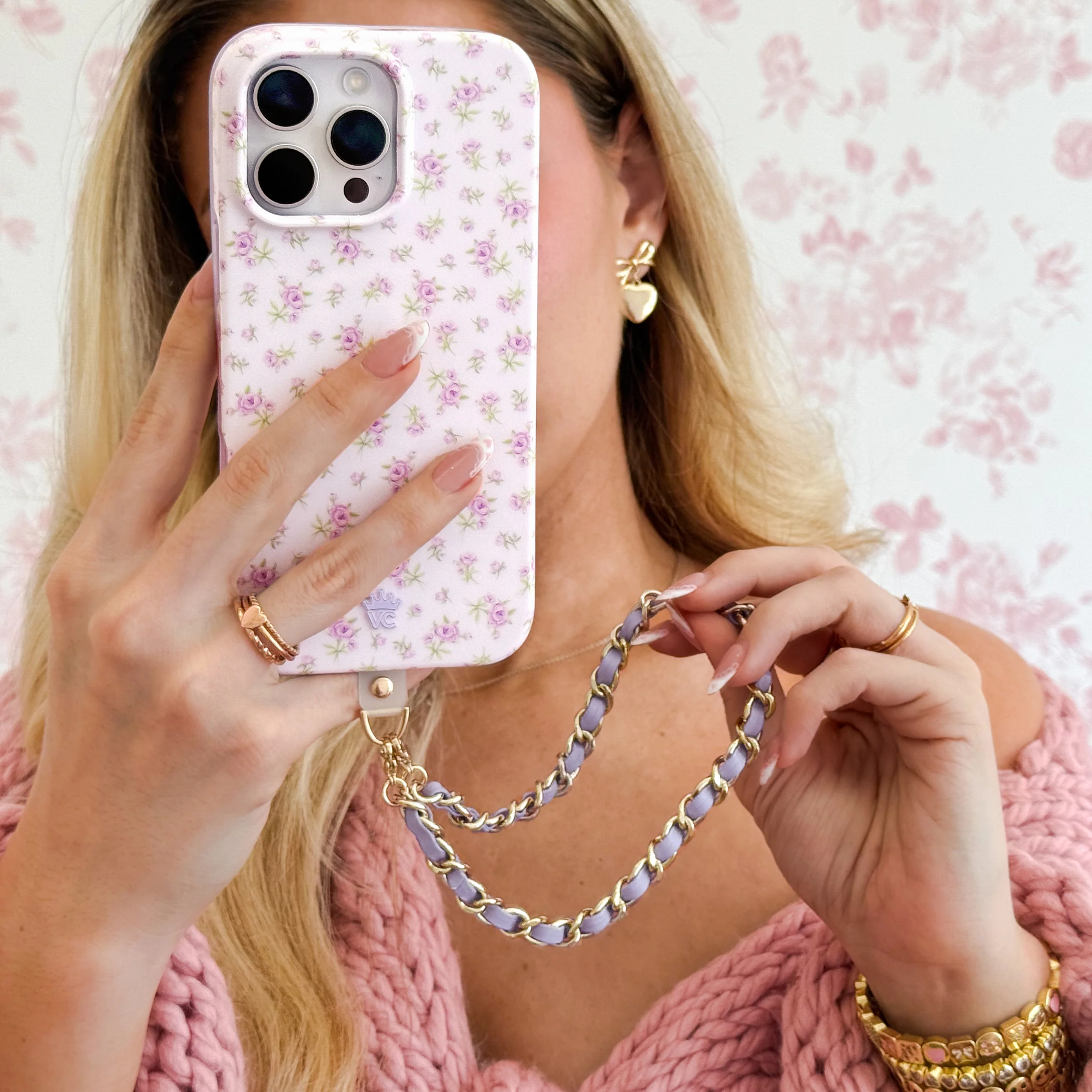 Lilac Leather Chain Phone Charm - Image 2