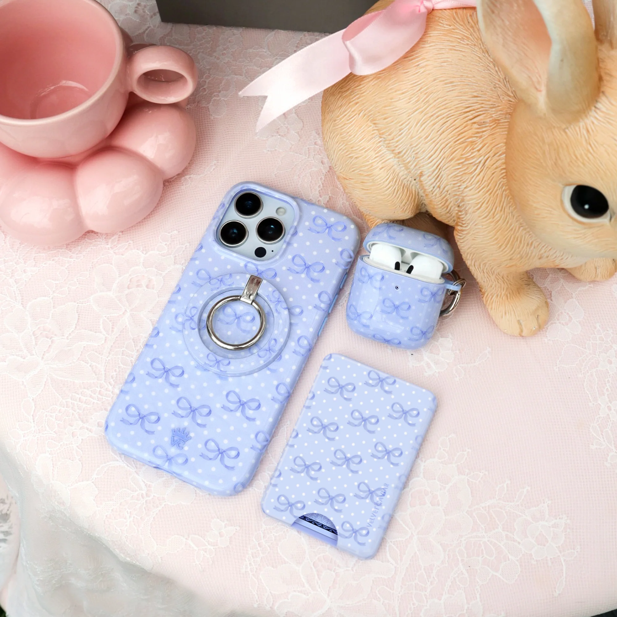 Lovely Blue Bows AirPod Case - Image 24