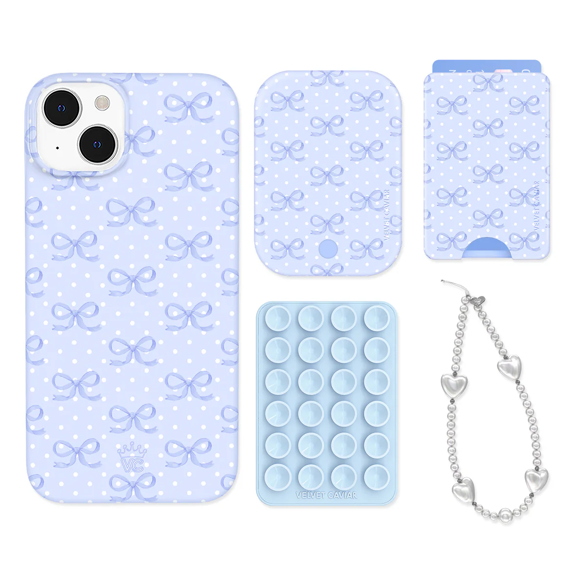 Lovely Blue Bows iPhone Bundle Set - Wallet - Image 12