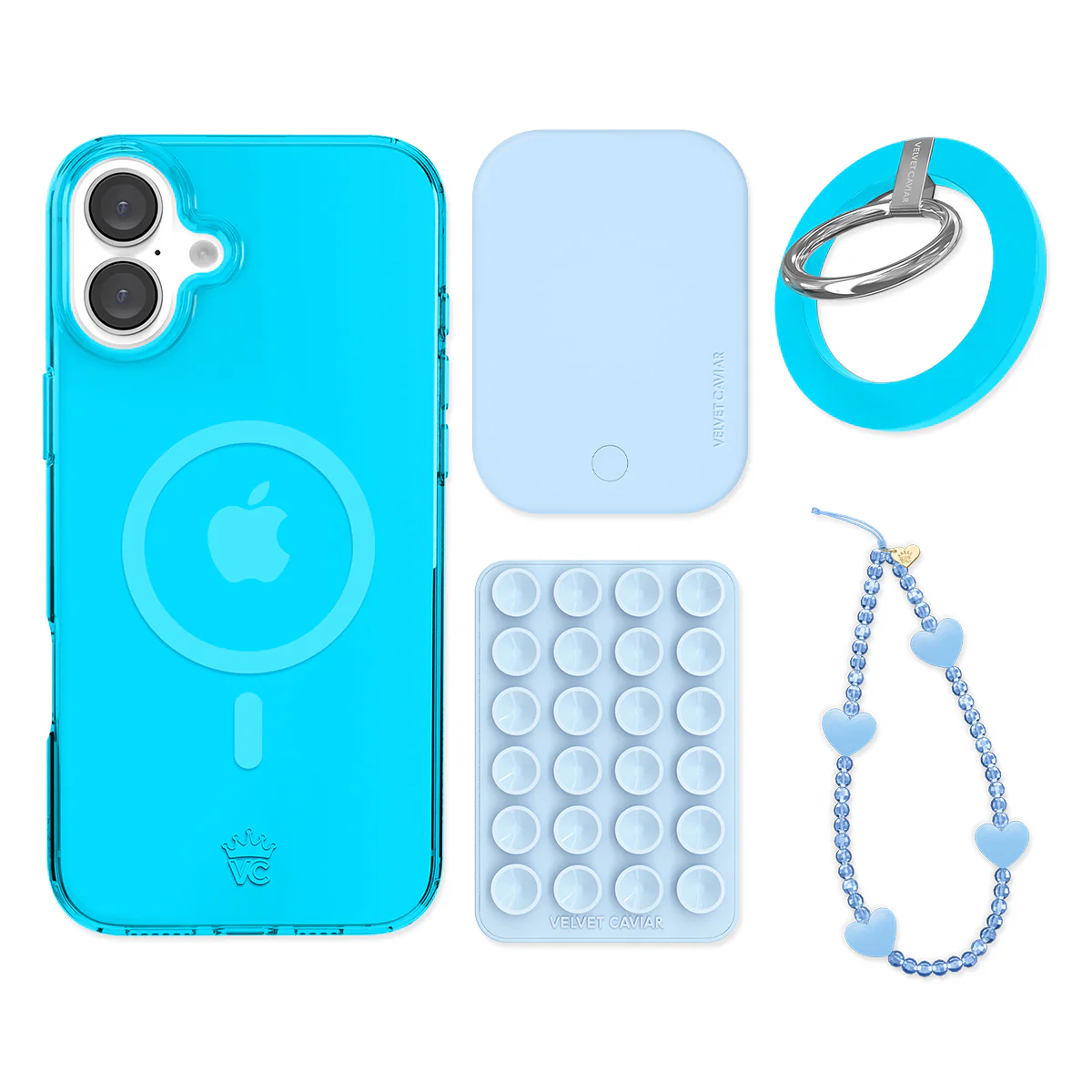 Neon Blue iPhone Bundle Set - Grip