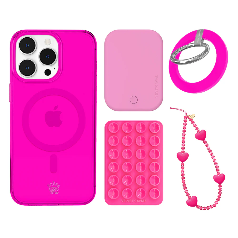 Neon Pink Clear iPhone Bundle Set - Grip - Image 10