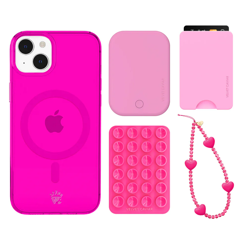 Neon Pink Clear iPhone Bundle Set - Wallet - Image 9