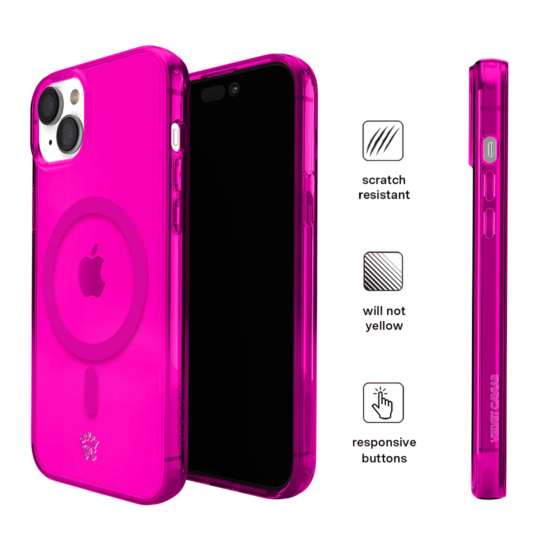 Neon Pink Clear iPhone Case - Image 103
