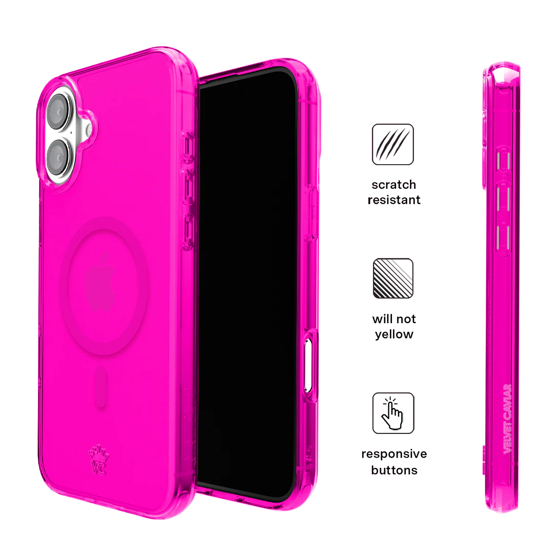 Neon Pink Clear iPhone Case - Image 133