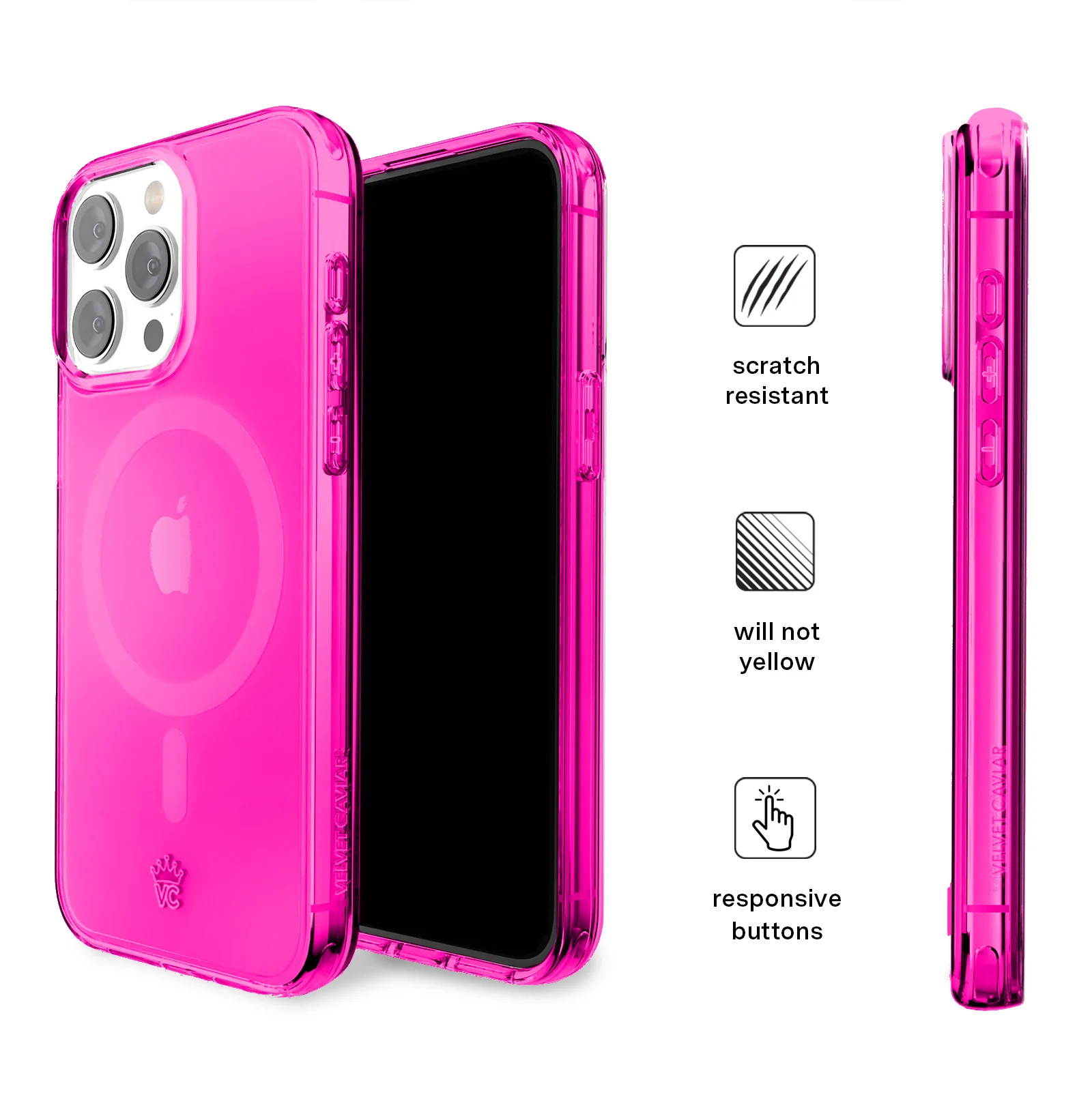 Neon Pink Clear iPhone Case - Image 67