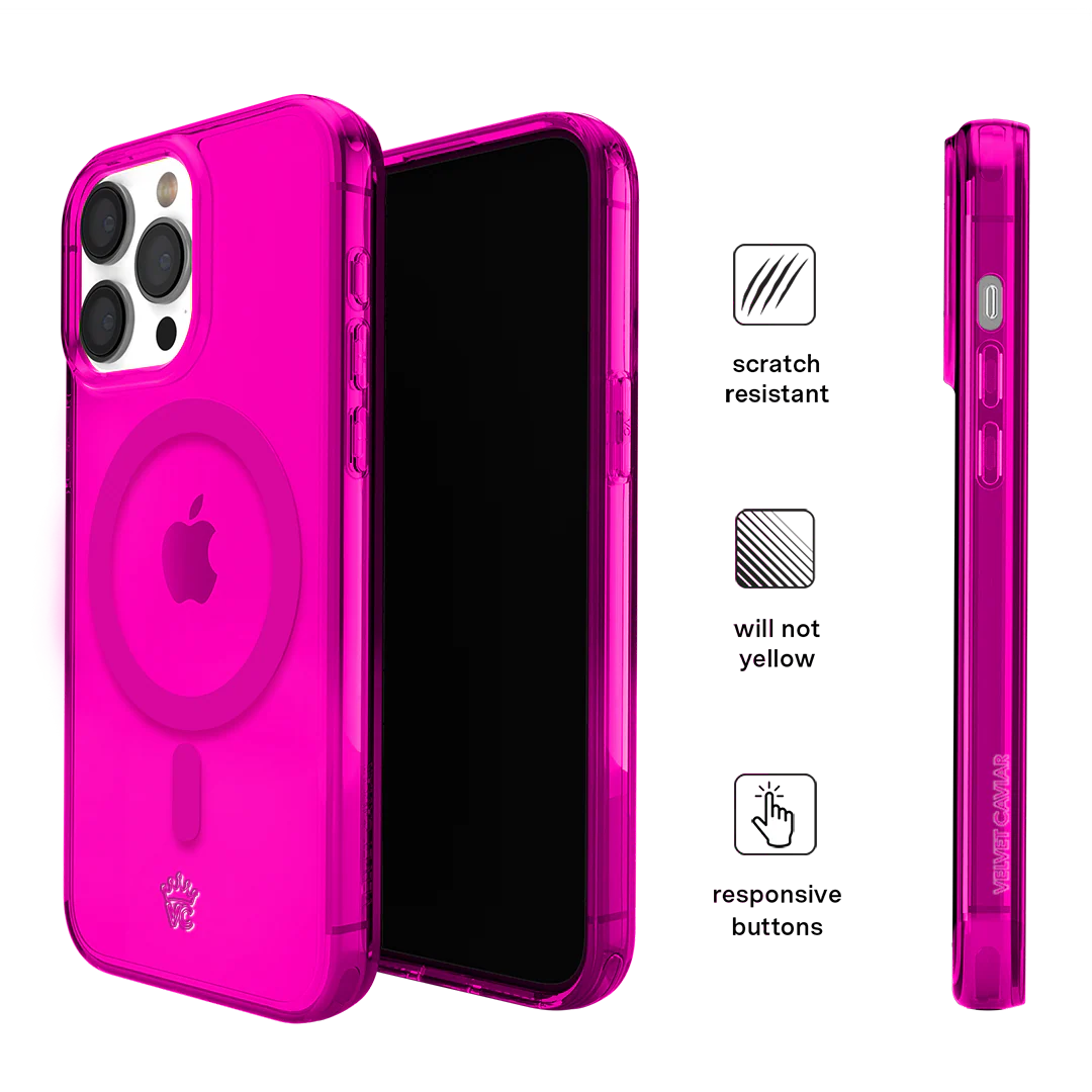 Neon Pink Clear iPhone Case - Image 78
