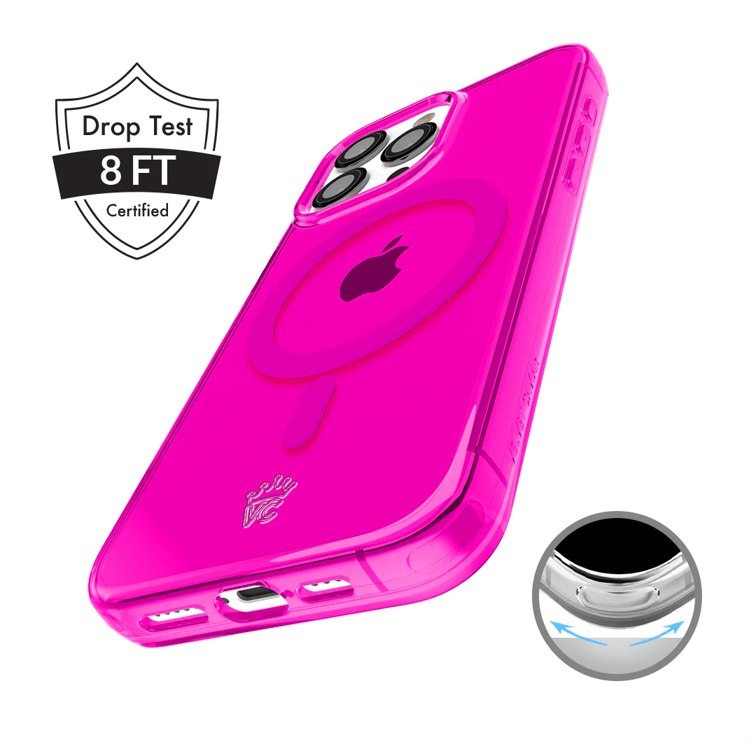 Neon Pink Clear iPhone Case - Image 82