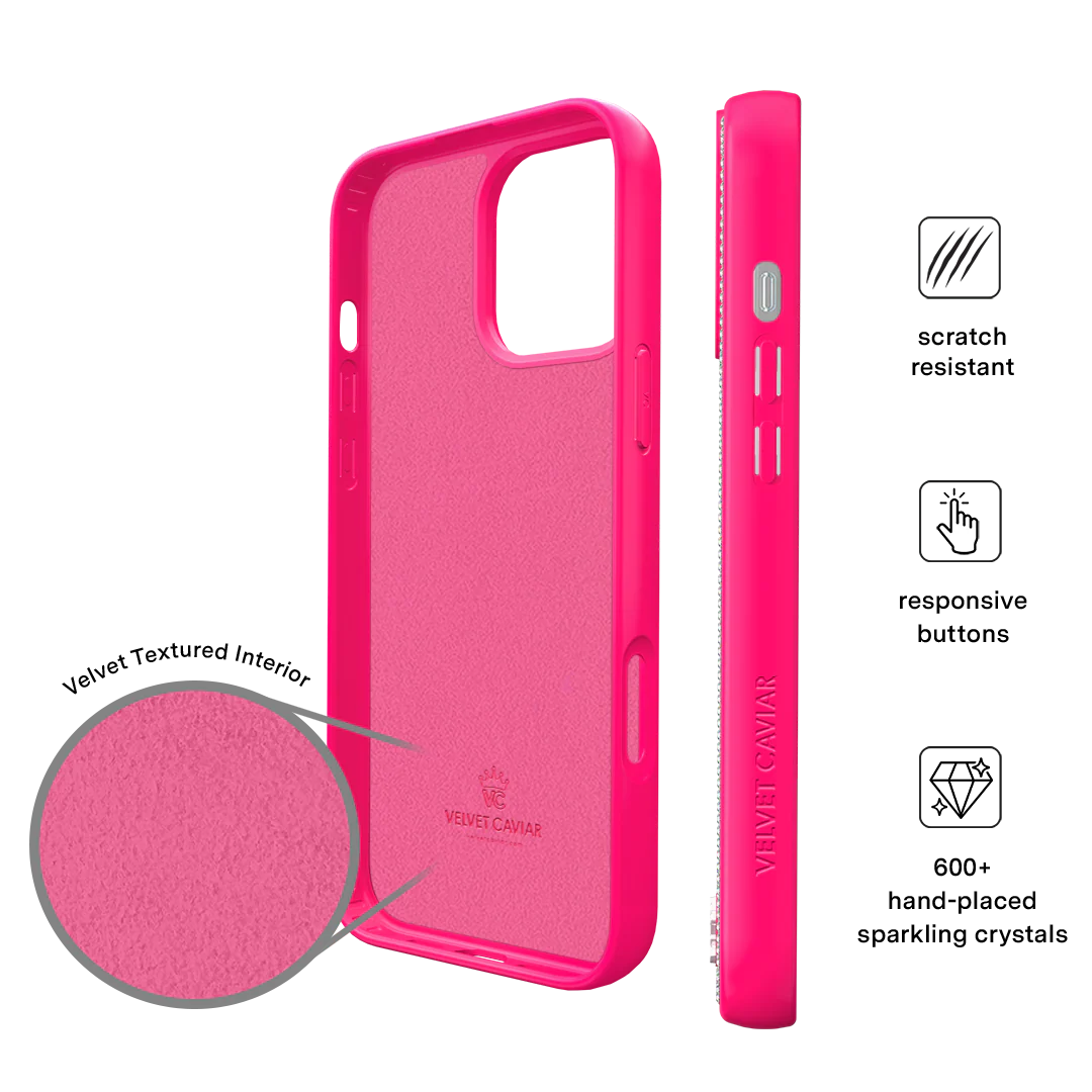 Hot Pink Caviar Crystals iPhone Case - Image 10