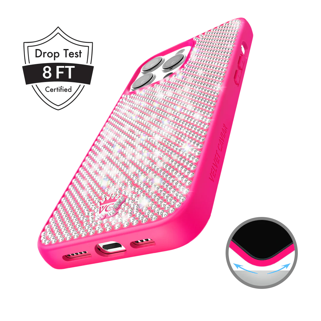 Hot Pink Caviar Crystals iPhone Case - Image 64