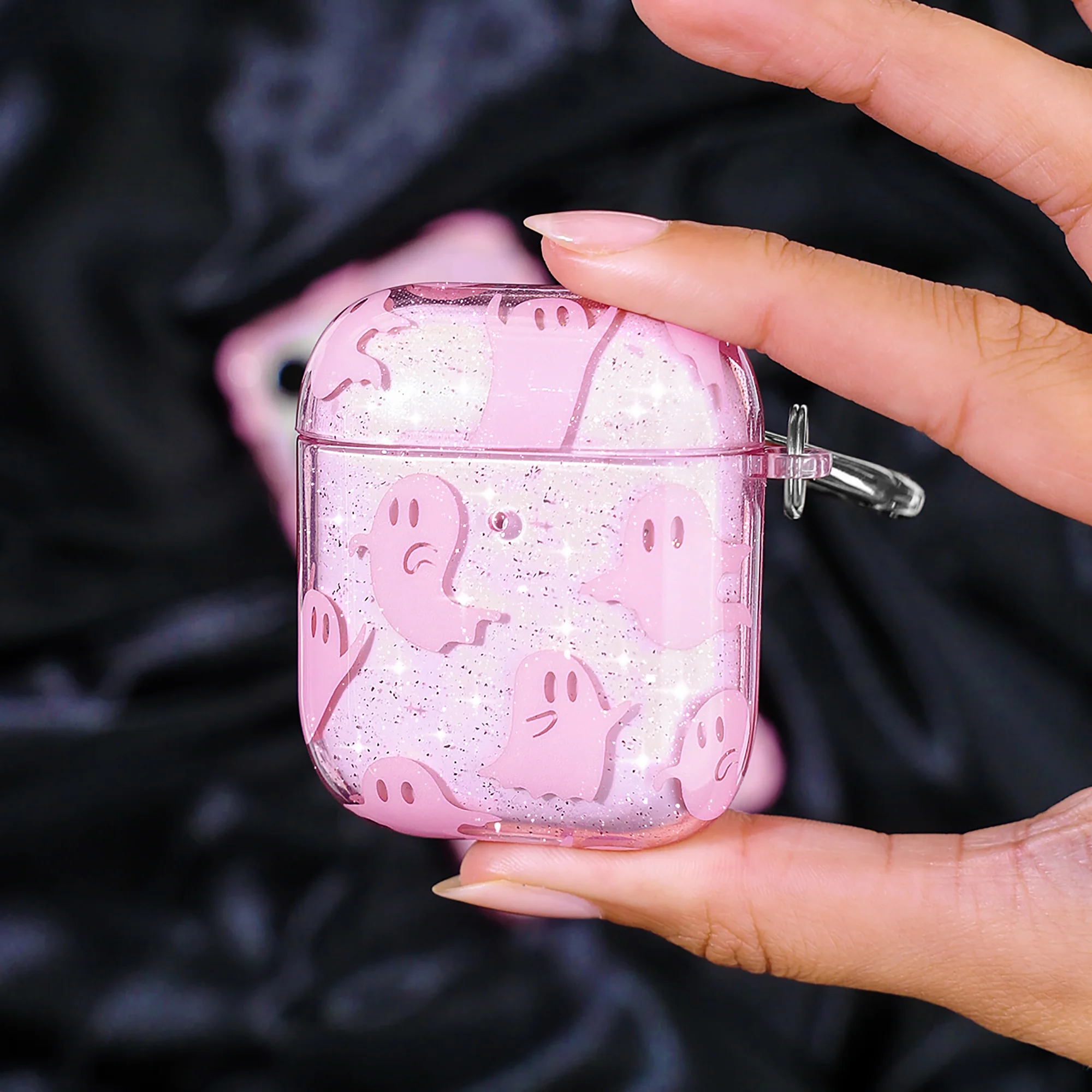 Ghosted Pink Glitter AirPod Case - Image 2