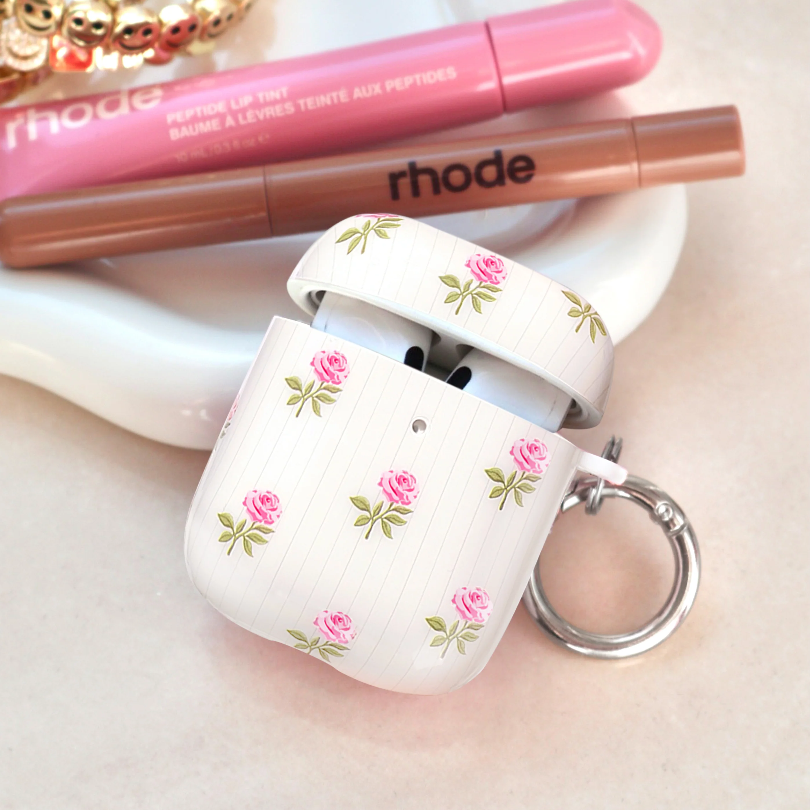 Pink Peony Floral AirPod Case - Image 2