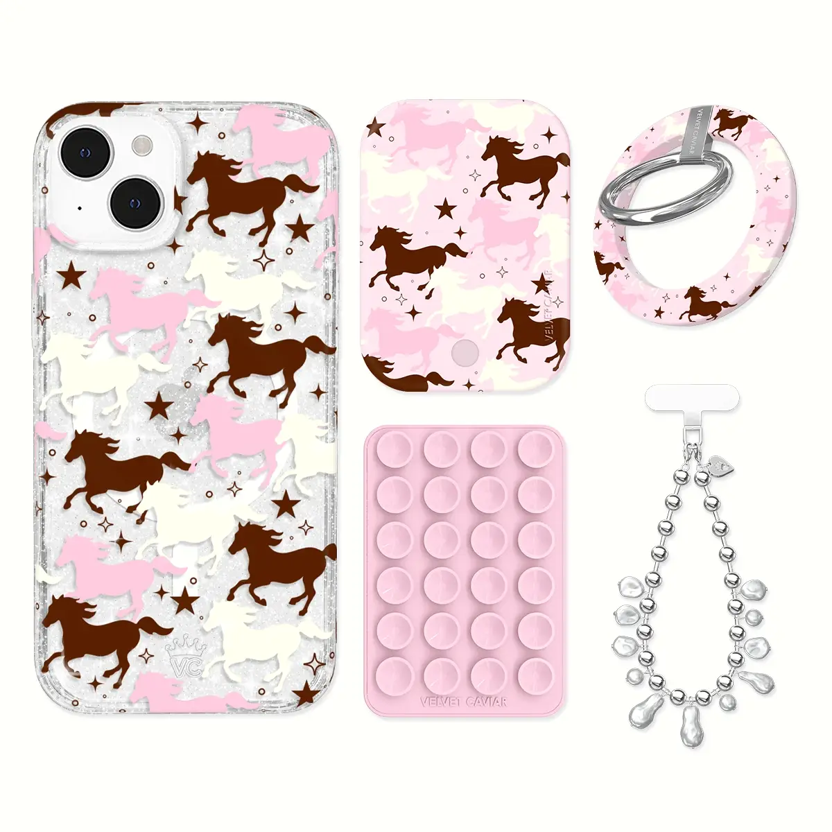 Pink Pony Glitter iPhone Bundle Set - Grip - Image 12