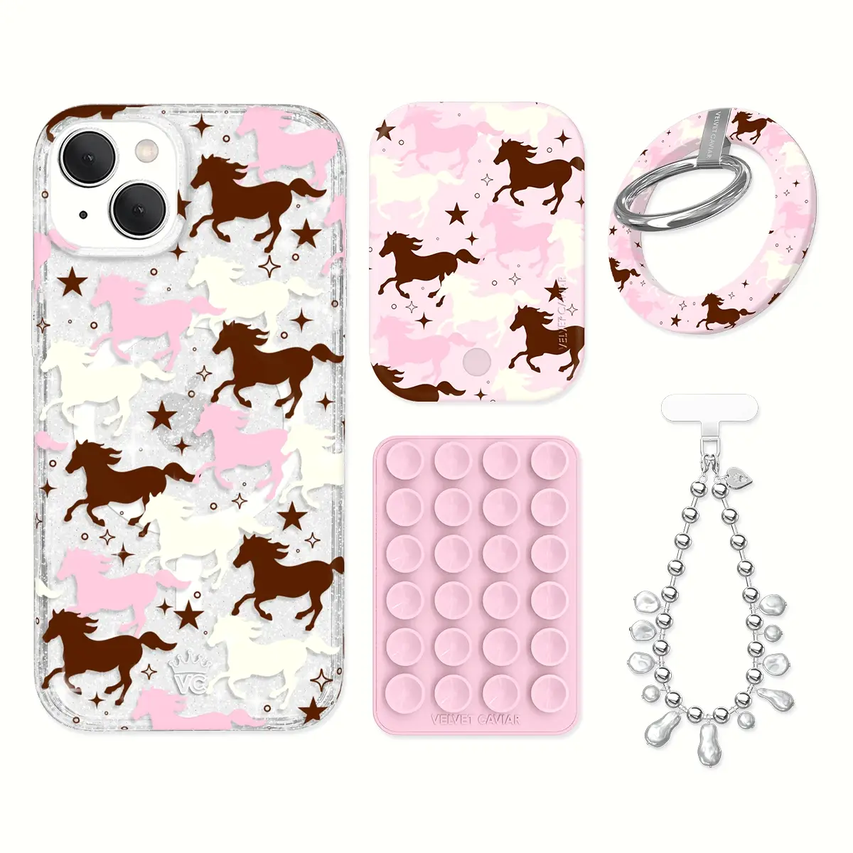 Pink Pony Glitter iPhone Bundle Set - Grip - Image 5