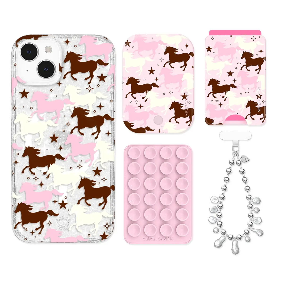 Pink Pony Glitter iPhone Bundle Set - Wallet - Image 12